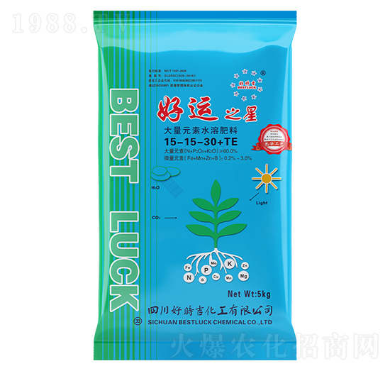 大量元素水溶肥料15-15-30+TE-好運(yùn)之星-好時吉