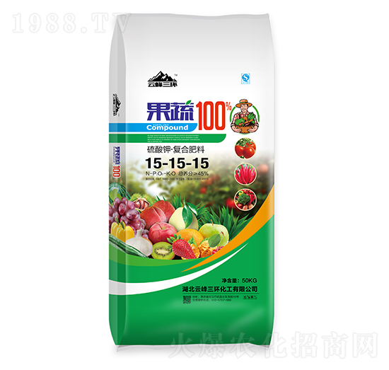 硫酸鉀復合肥料15-15-15-果樹100%-云峰三環(huán)